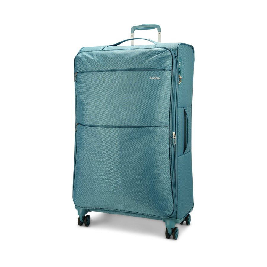 Caselite Ultra 80cm Softside Checked Suitcase & Laptop Bag Set Teal Teal