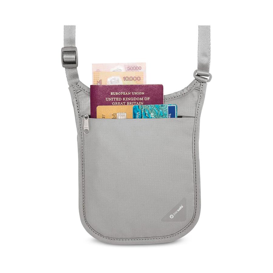Pacsafe Coversafe V75 RFID Blocking Neck Pouch Grey Grey