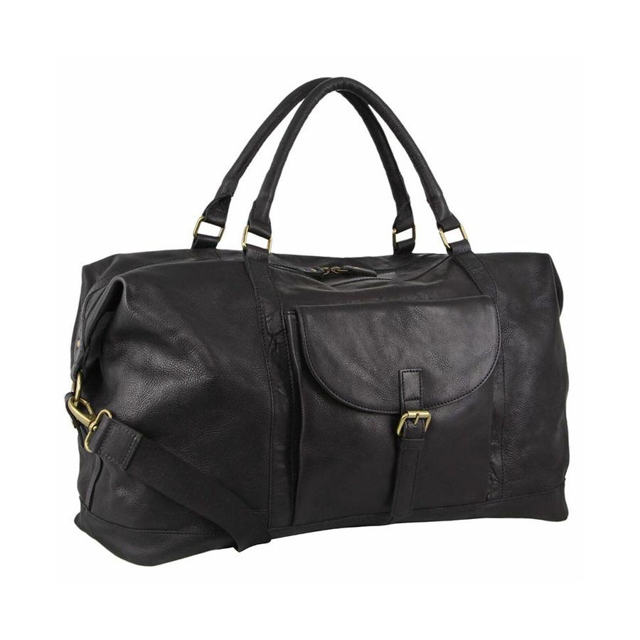 Pierre Cardin Andie Rustic Leather Overnight Duffle Bag Black Black