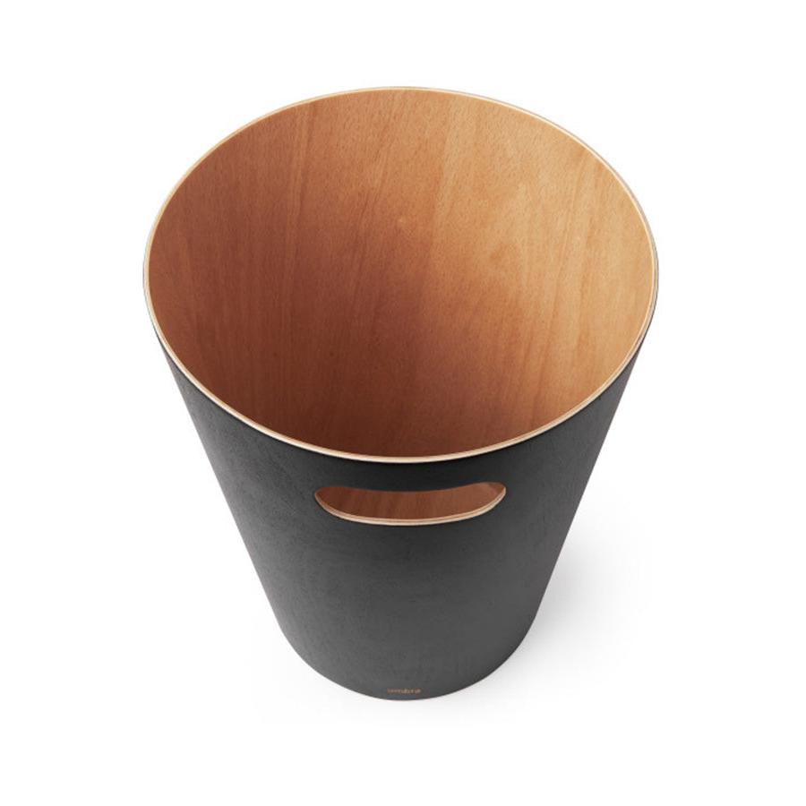 Umbra Woodrow Trash Can (7.5L) Black/Natural Black/Natural