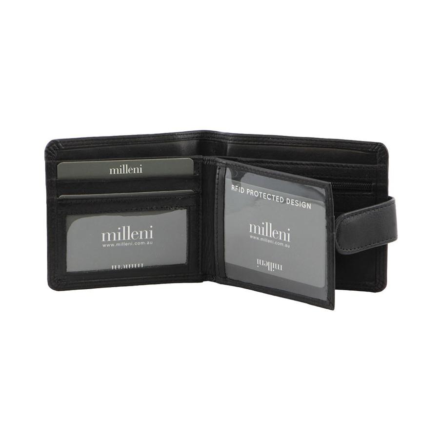 Milleni Alonzo Men's Leather RFID Wallet Black Black