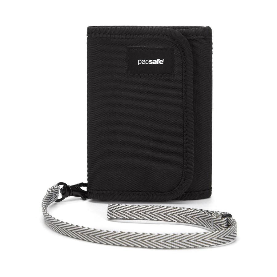 Pacsafe RFIDsafe V125 Anti-Theft RFID Blocking Tri-Fold Wallet Black Black