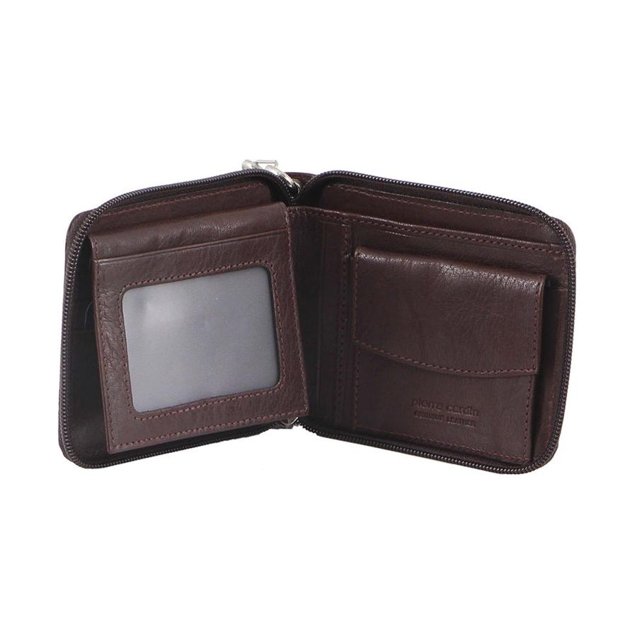 Pierre Cardin Rambo Mens Rustic Leather Metal Chain Wallet Brown Brown