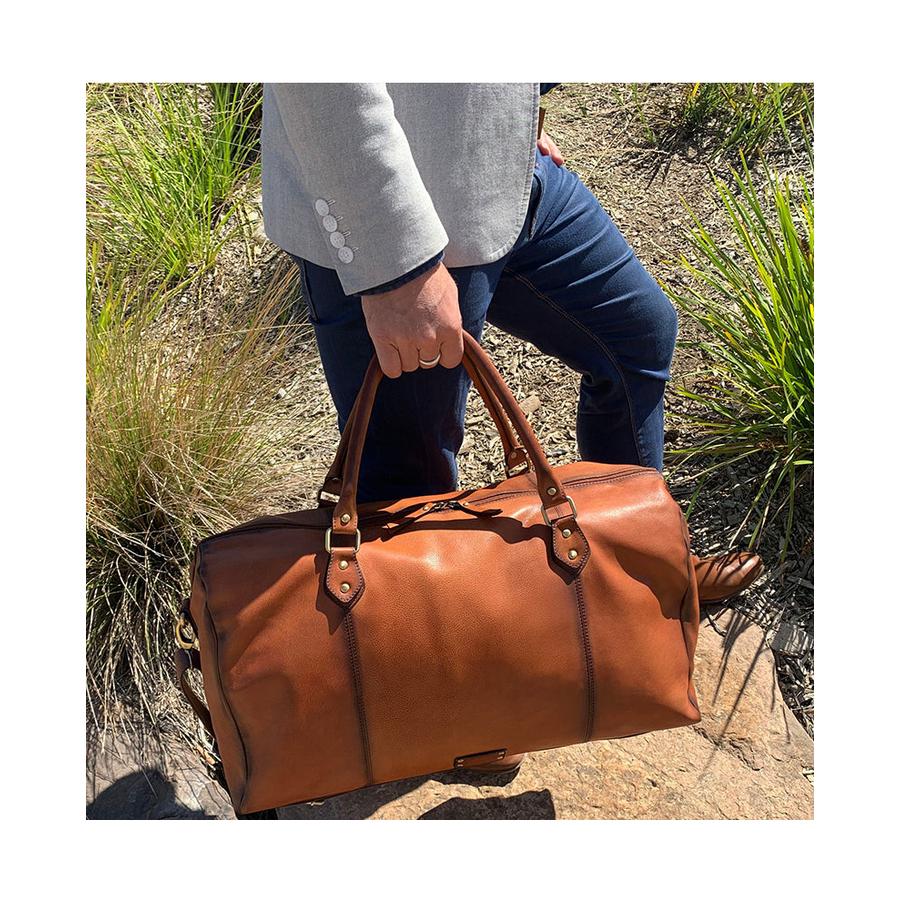 Pierre Cardin Cassidy Overnight Leather Duffle Bag Cognac Cognac