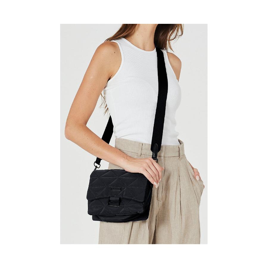 Pierre Cardin Marzia Ladies Nylon Textured Crossbody Bag Black Black