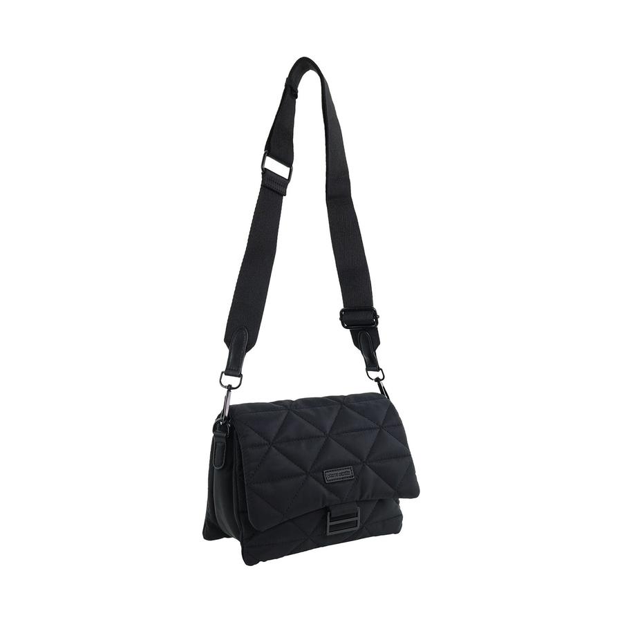 Pierre Cardin Marzia Ladies Nylon Textured Crossbody Bag Black Black