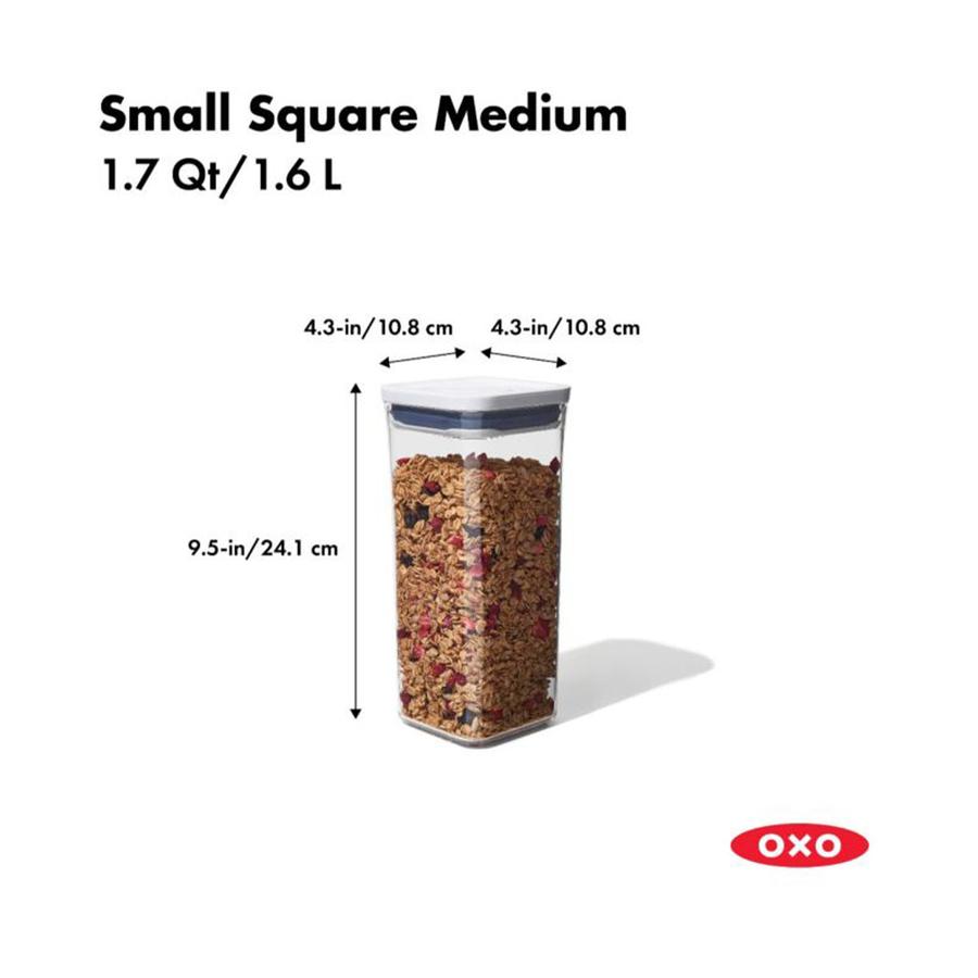 OXO Good Grips POP 1.6L Small Square Medium Container Clear Clear
