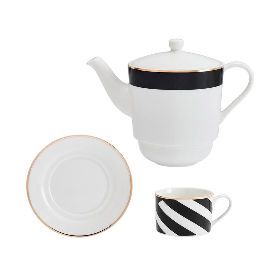 Mikasa Luxe Deco China Tea Set for One White White