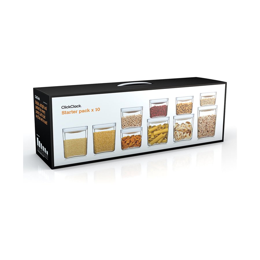 ClickClack Pantry Cube 10 Piece Storage Container Set White White