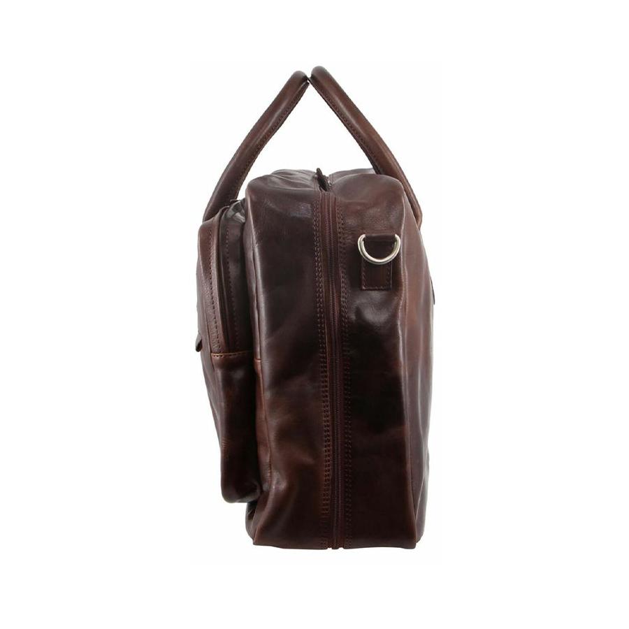 Pierre Cardin Lawson Rustic Leather 13" Laptop Bag Dark Chocolate Dark Chocolate