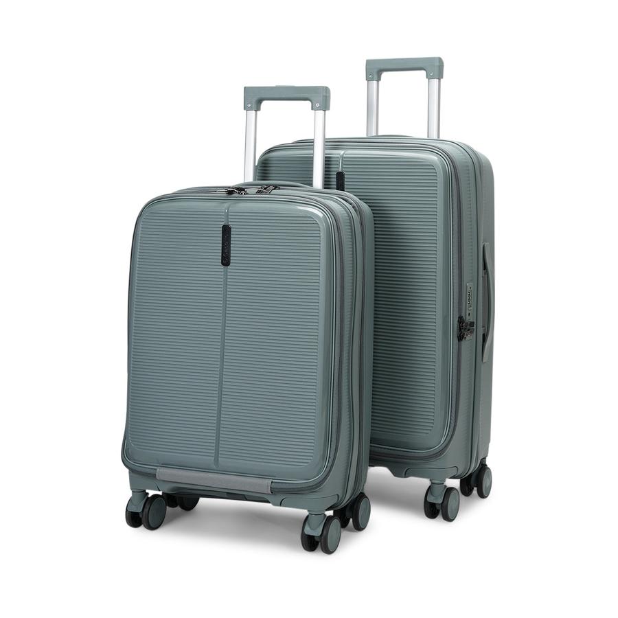 Caselite Venture 57cm & 66cm Top Open Hardside Luggage Set Grey Green Grey Green