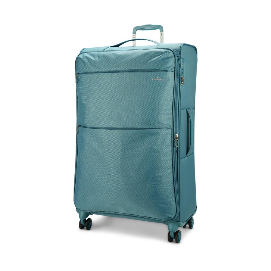 Caselite Ultra 80cm Softside Checked Suitcase & Laptop Bag Set Teal Teal