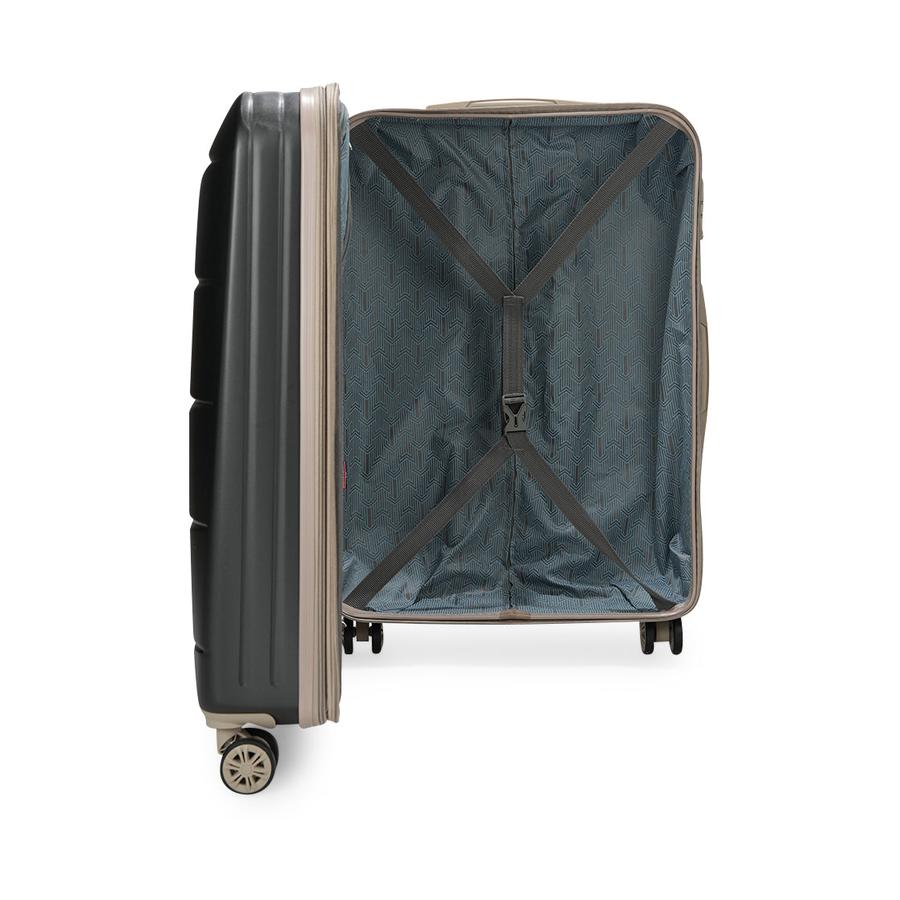 Pierre Cardin Marino 70cm Hardside Checked Suitcase Black Black