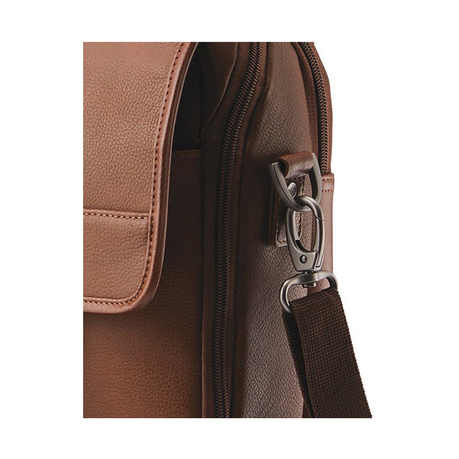 Samsonite Classic Leather Flapover Satchel Cognac Cognac