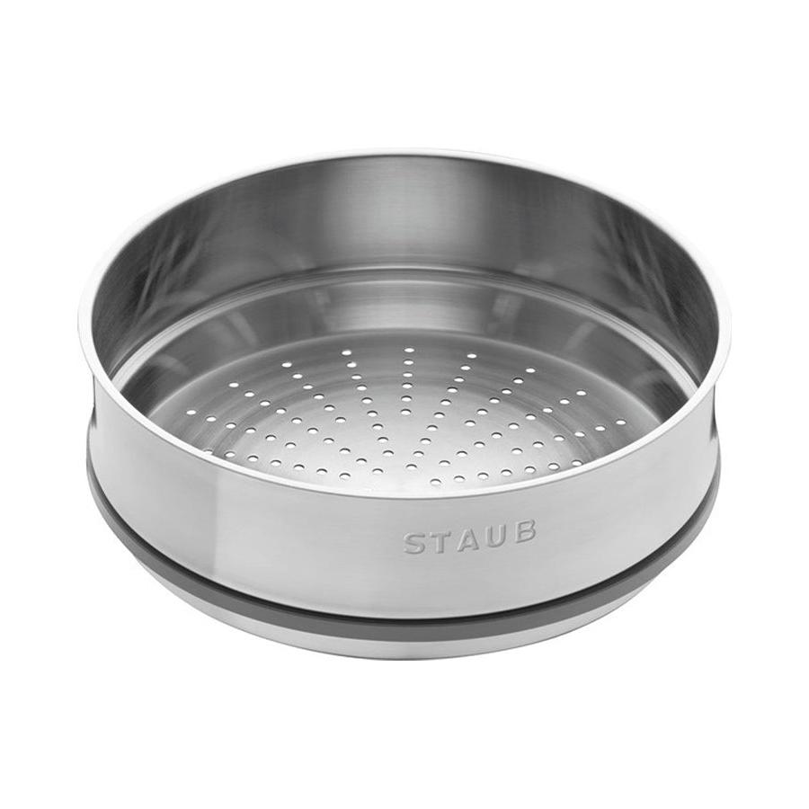 Staub 26cm (5.2L) Round Cocotte with Steamer Black Black