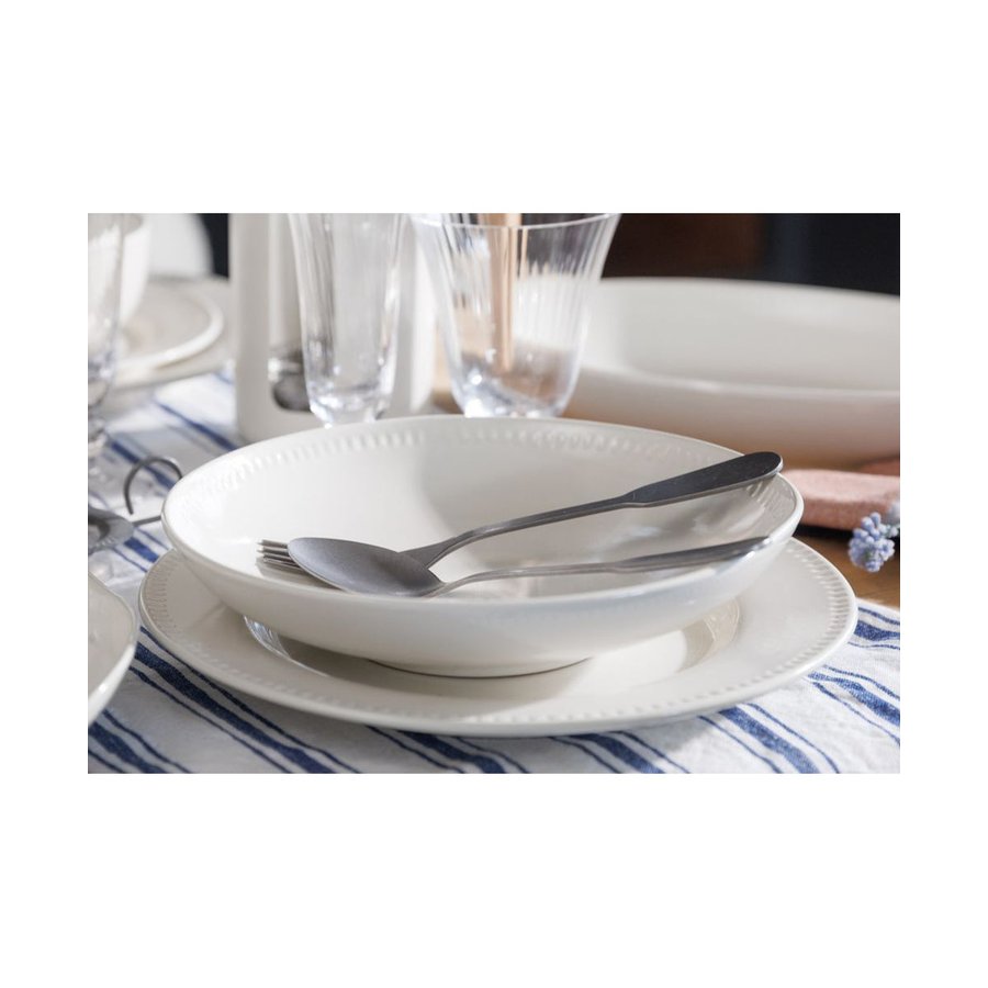 Mikasa Cranborne 24cm Stoneware Pasta Bowls (Set of 4) Cream Cream