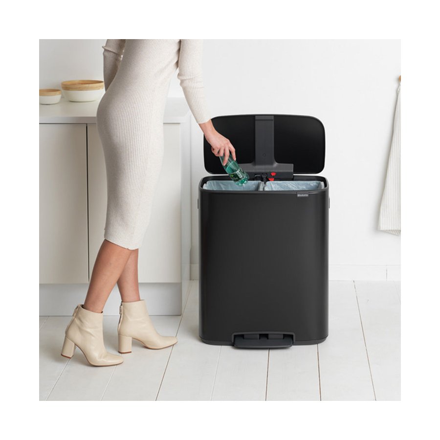 Brabantia Bo Pedal Bin (2 x 30L) Matte Black Matte Black