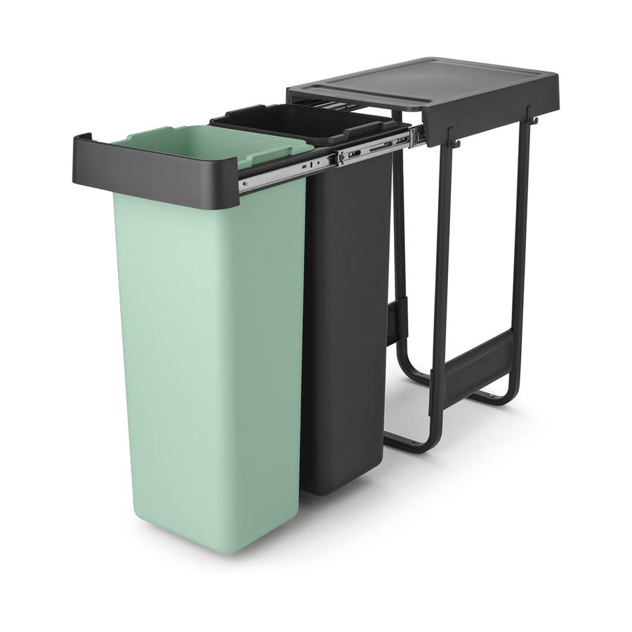 Brabantia Sort & Go Built-In Bin (2 x 30L) Dark Grey & Jade Green Dark Grey & Jade Green