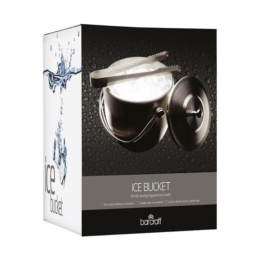 Barcraft Stainless Steel Ice Bucket with Lid & Tongs Silver Silver