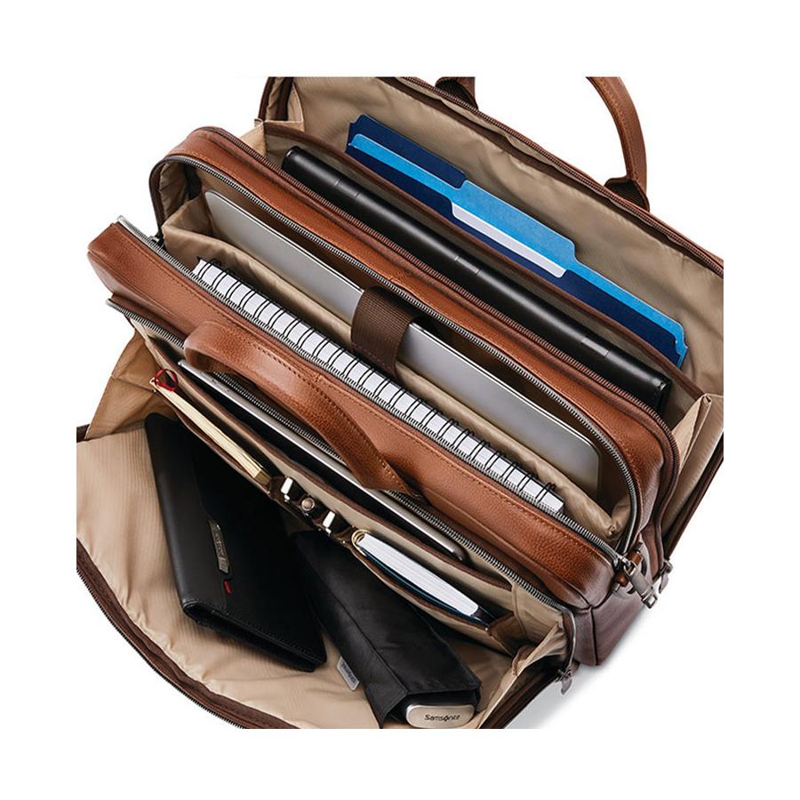 Samsonite Classic Leather Toploader Briefcase Cognac Cognac