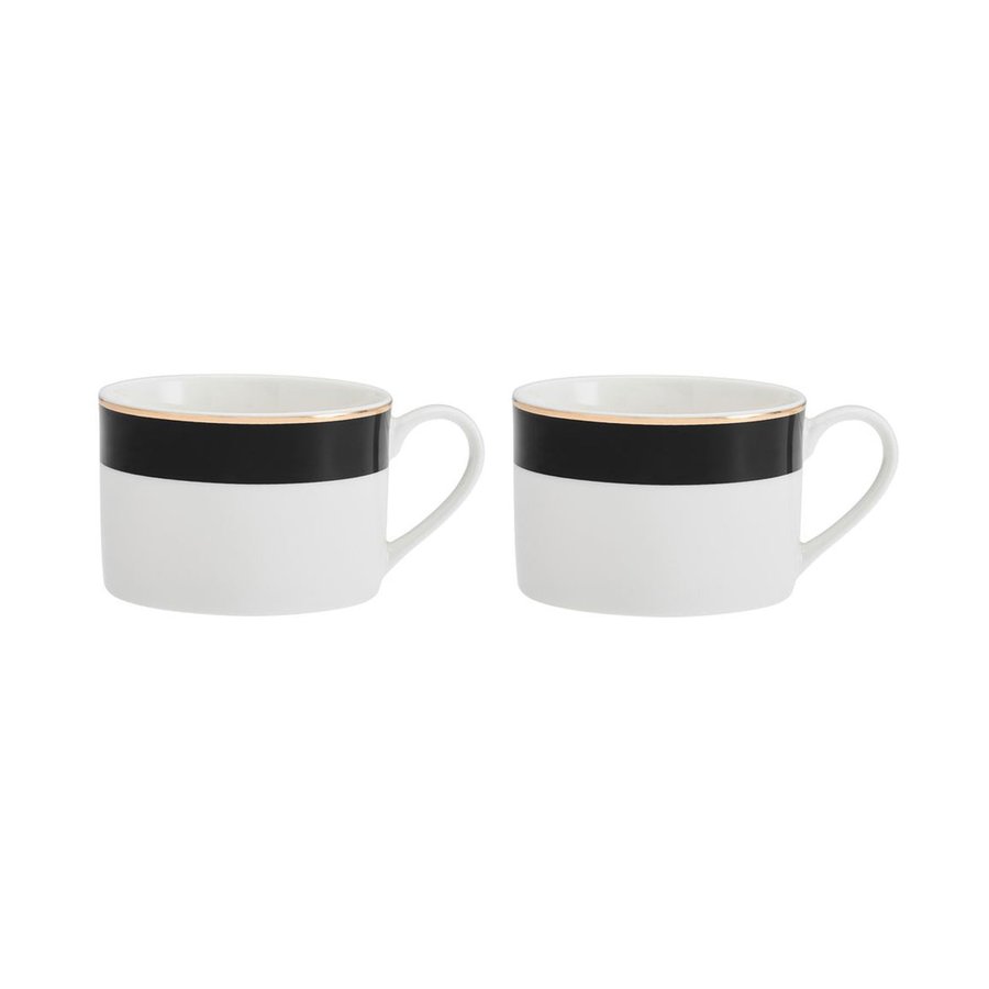 Mikasa Luxe Deco 200ml China Tea Cups & Saucers (Set of 2) Block Strip Block Strip