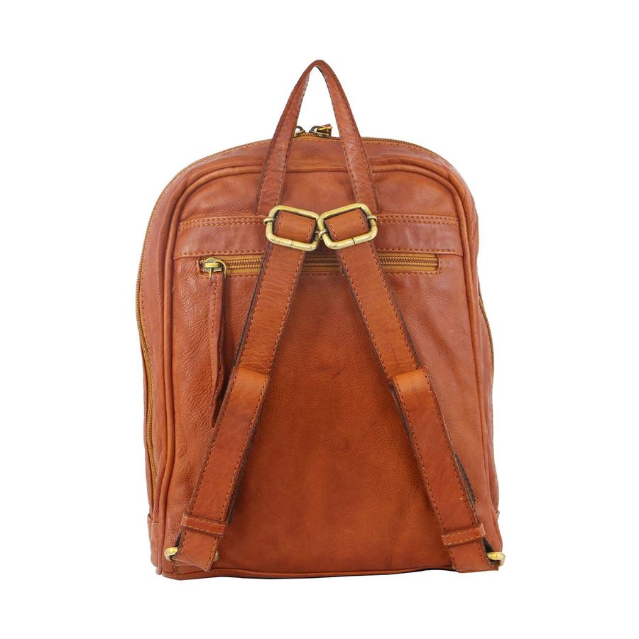 Pierre Cardin Sadie Women's Woven Leather Backpack Cognac Cognac