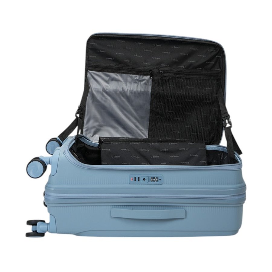 Caselite Venture 66cm Top Open Hardside Checked Suitcase Grey Blue Grey Blue
