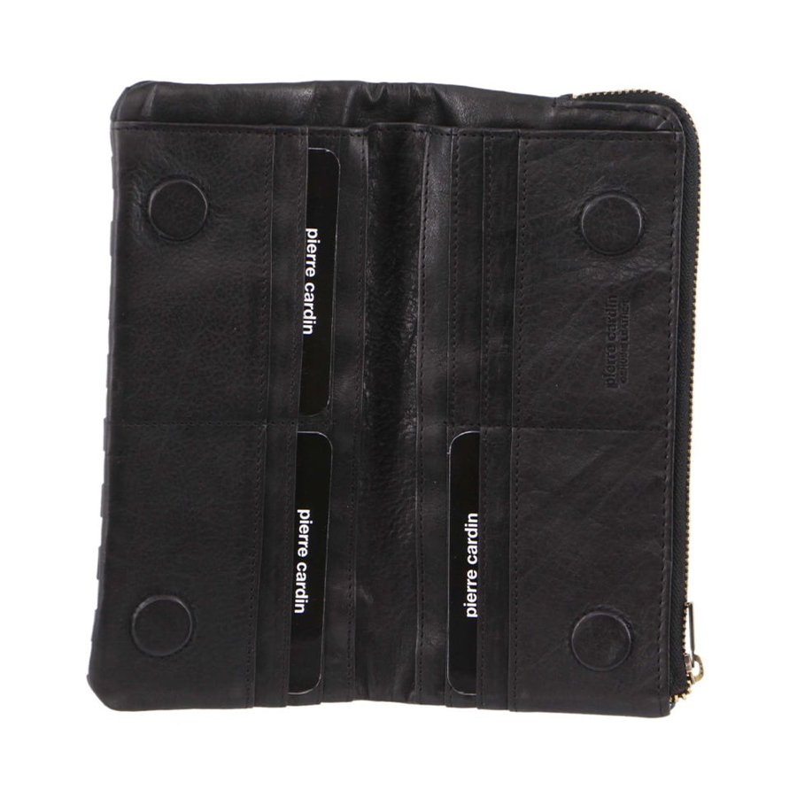 Pierre Cardin Sophia Women's Rustic Leather Wallet Black Black