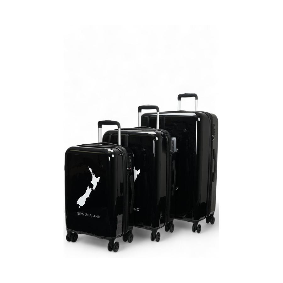Caselite NZ Map 56cm, 67cm & 77cm Hardside Luggage Set Black Black