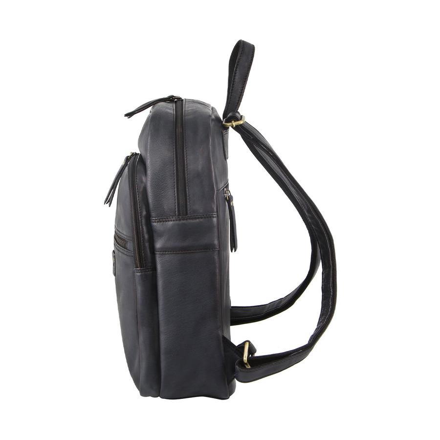 Pierre Cardin Lily Vintage Leather Laptop Backpack Black Black