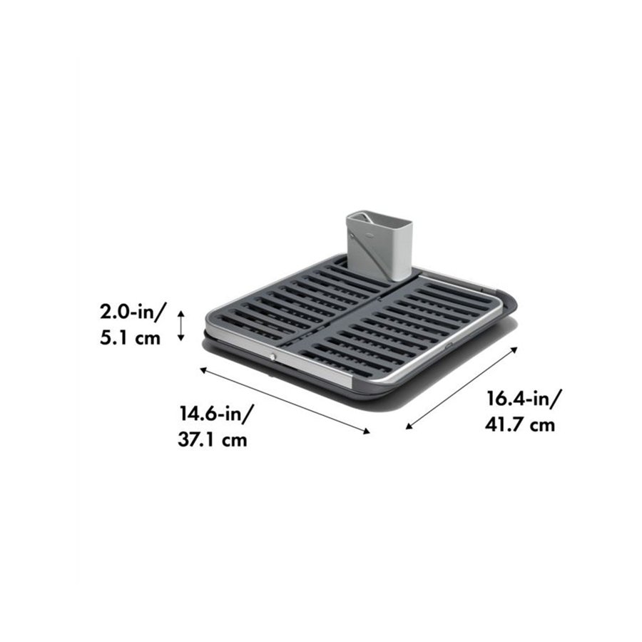 OXO Good Grips Aluminium Fold Flat Dish Rack Silver/Grey Silver/Grey