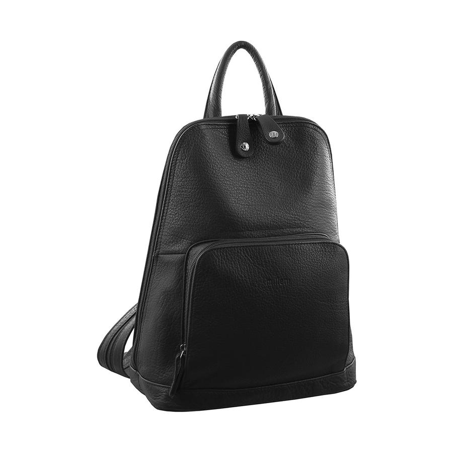 Milleni Anya Women's Leather Twin Zip Backpack Black Black