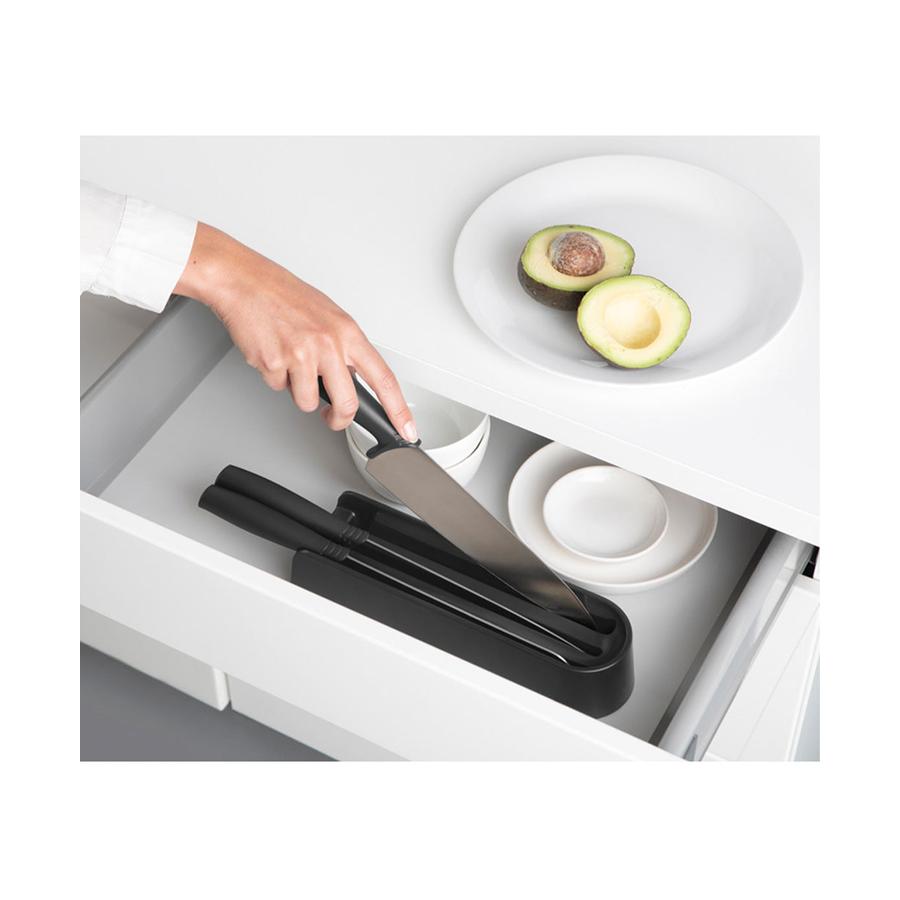 Brabantia Tasty+ Drawer Knife Block Plus Knives Dark Grey Dark Grey
