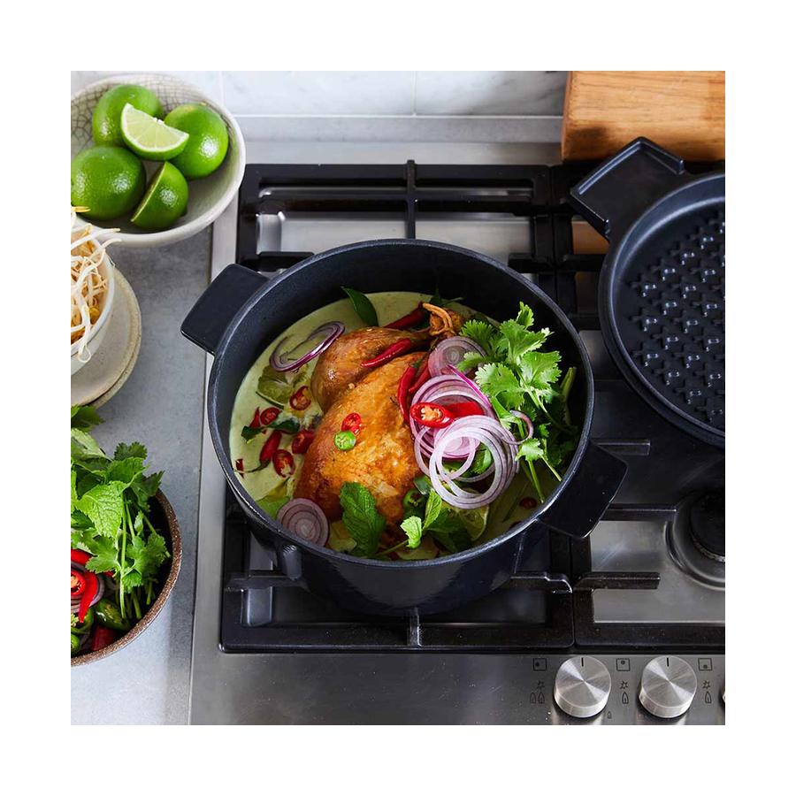 Stanley Rogers Cast Iron 24cm (3.5L) French Oven Grill Duo Midnight Blue Midnight Blue