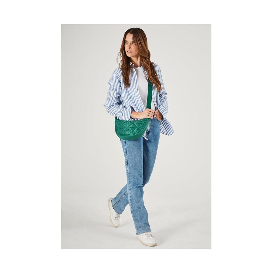 Pierre Cardin Charlise Ladies Nylon Crescent Cross-Body Bag Green Green