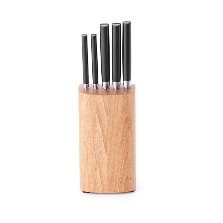 Brabantia Profile Wooden Knife Block & Knife Set - Cook & Serve Grey Grey