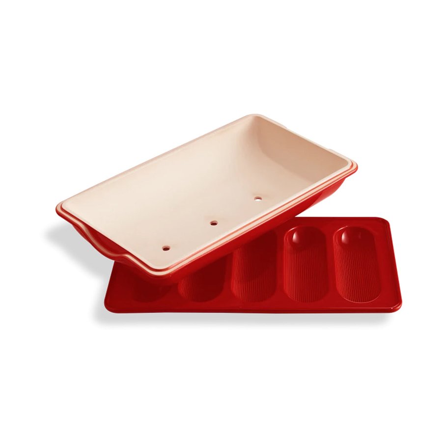 Emile Henry Mini Baguettes Bread Baker Burgundy Burgundy