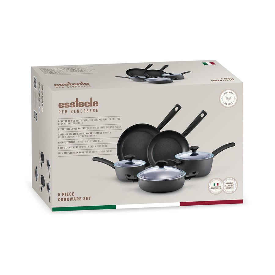 Essteele Per Benessere 5 Piece Cookware Set Grey Grey