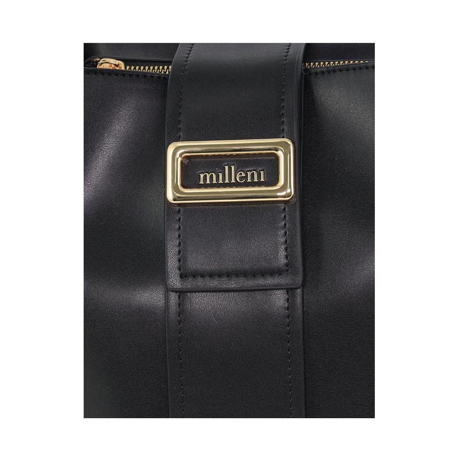 Milleni Velora Ladies Vegan Leather Fashion Mini Tote Bag Black Black