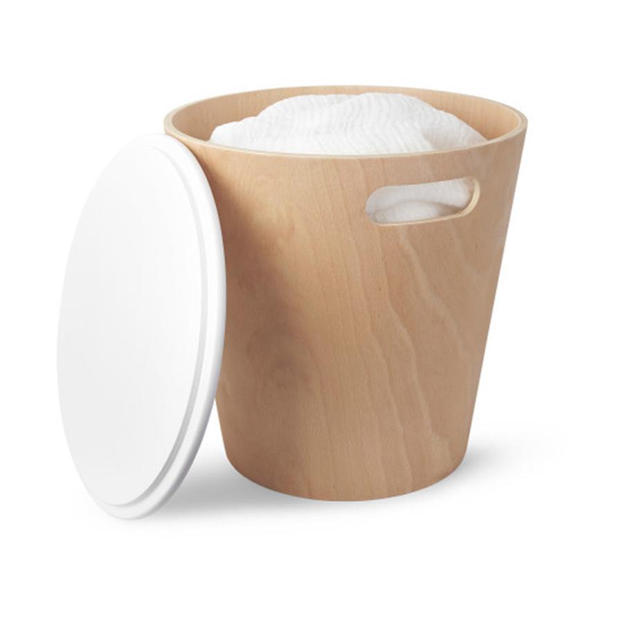Umbra Woodrow Storage Stool White/Natural White/Natural