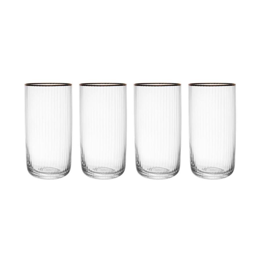 Mikasa Sorrento 510ml Crystal Highball Glasses (Set of 4) Clear Clear