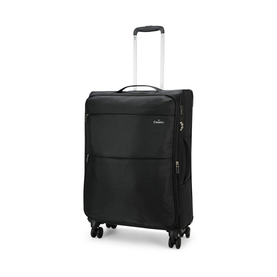 Caselite Ultra 69cm Softside Checked Suitcase Black Black