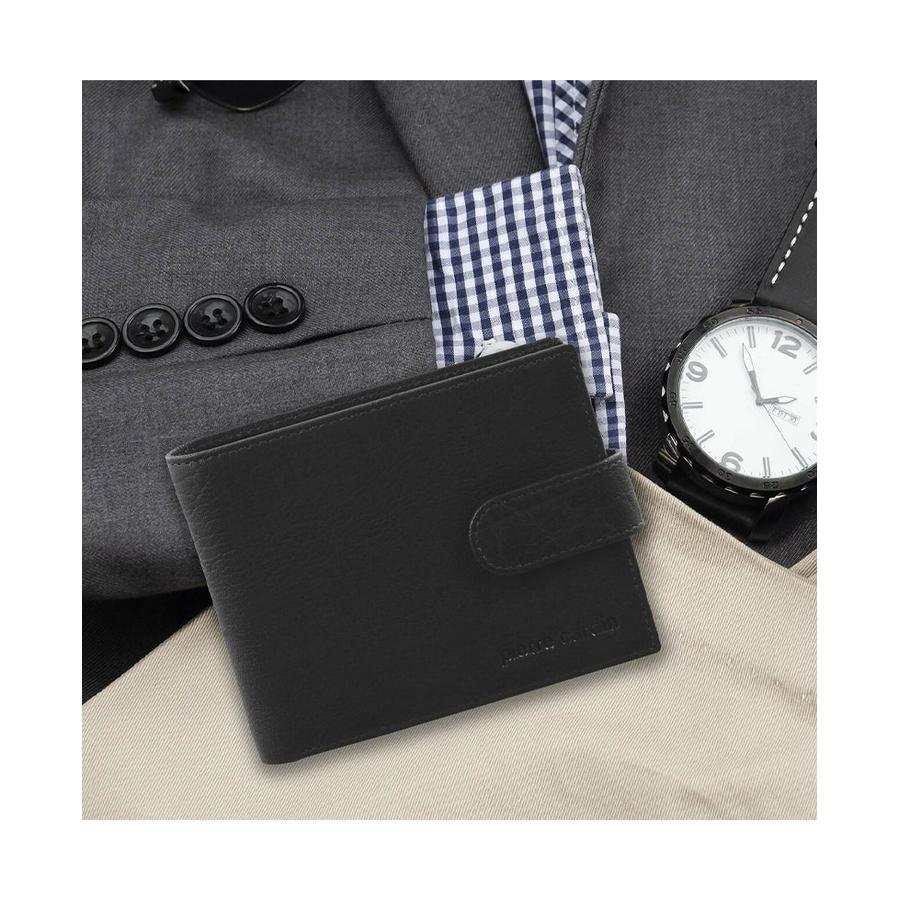 Pierre Cardin Oliver Men's Rustic Leather RFID Wallet Black Black