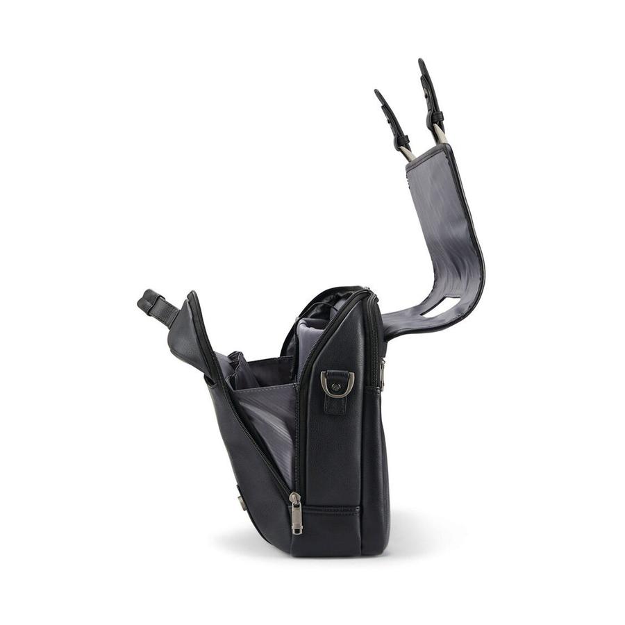 Samsonite Classic Leather Flapover Satchel Black Black