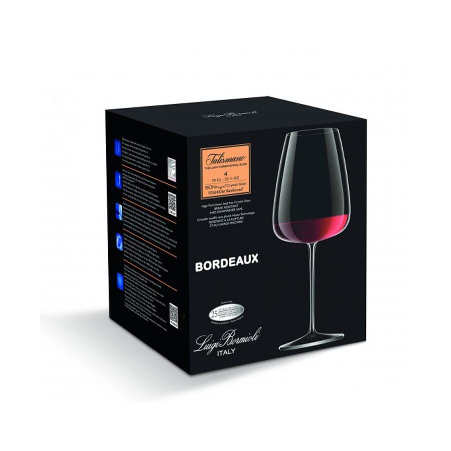 Luigi Bormioli Talismano 700ml Bordeaux Wine Glass Gift Set of 4 Clear Clear