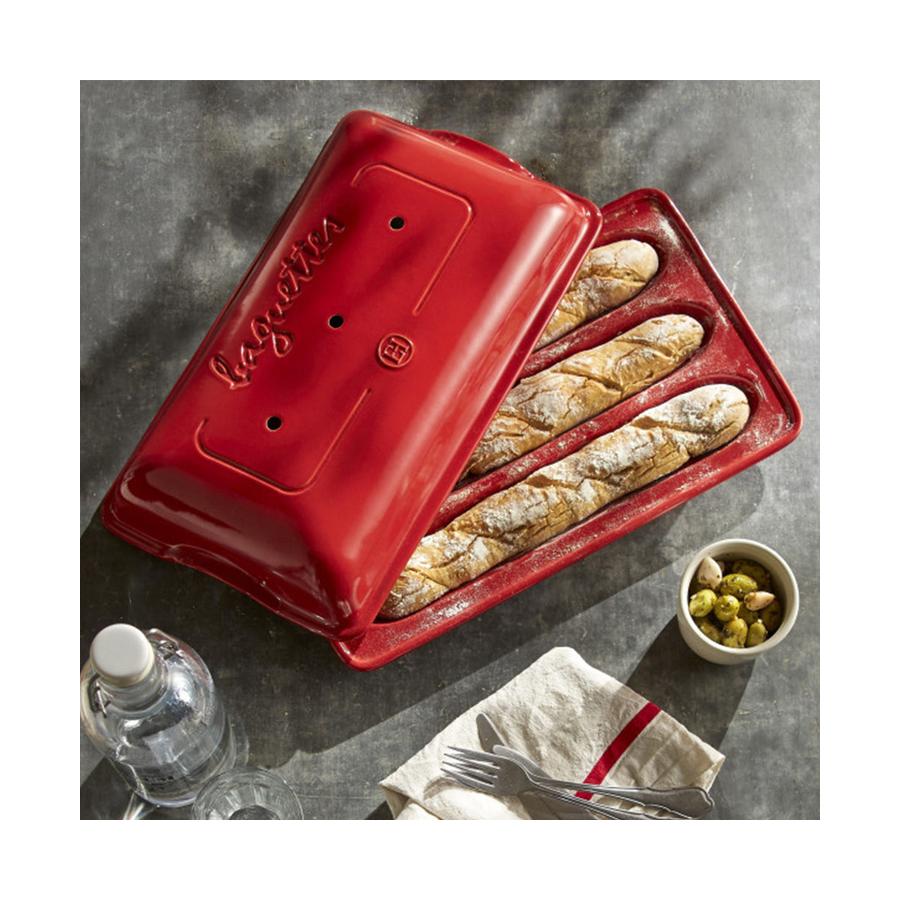 Emile Henry Baguette Bread Baker Burgundy Burgundy