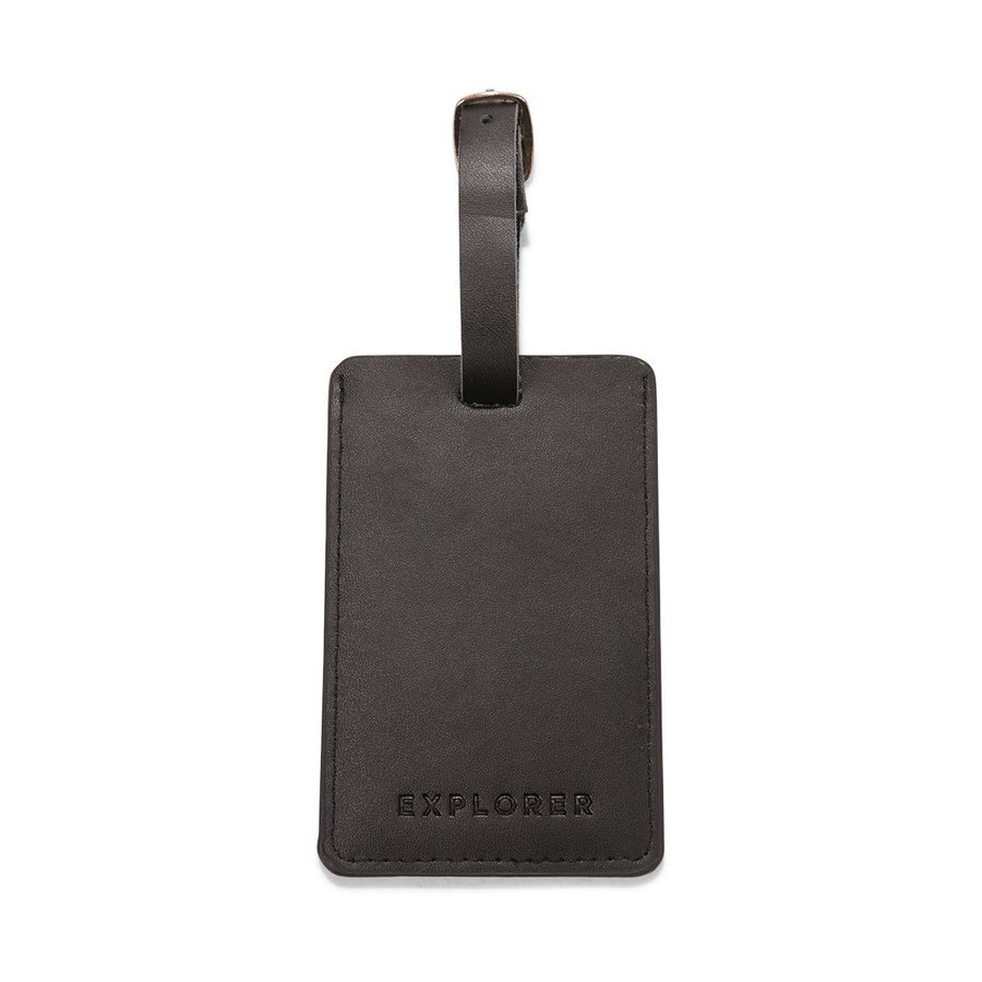 Explorer Leather Luggage Tag Black Black