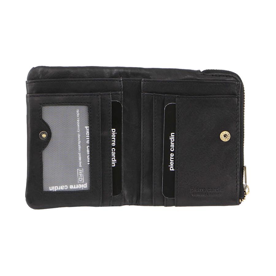 Pierre Cardin Amber Women's Rustic Leather Wallet Black Black
