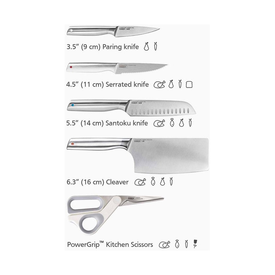 Joseph Joseph Elevate Fusion 5-Piece Knife & Scissor Set Beech Beech