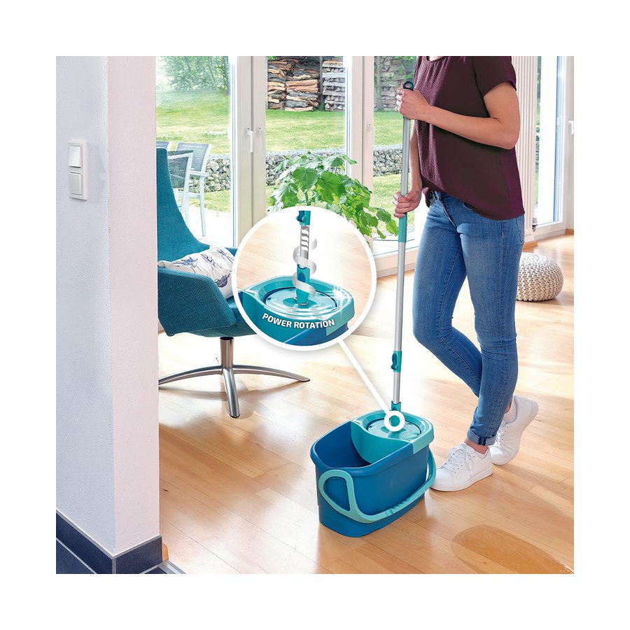 Leifheit Clean Twist Ergo Disc Mop & Bucket Set Teal Teal